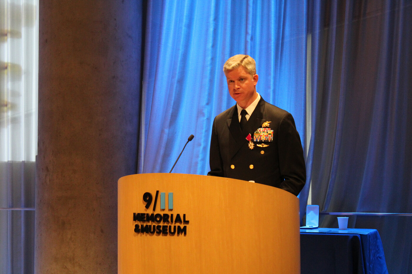 Captain Cunningham speaking at the 9/11 Memorial & Museum